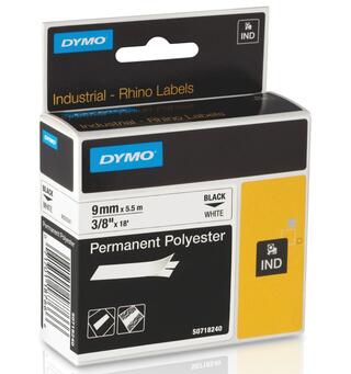 Tape DYMO D1 permanent 9mmx5,5m hvit